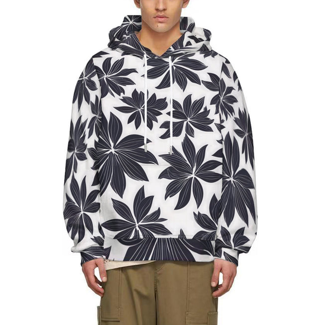 Black Floral Shapes Adult Hoodie