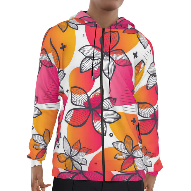 Floral Shapes Men's Zip Up Hoodie