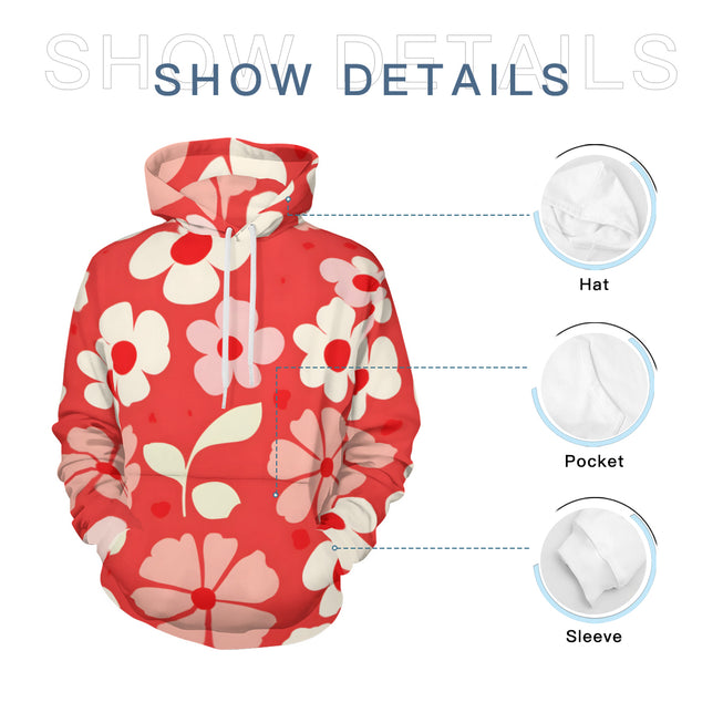 Red Floral Adult Hoodie Set