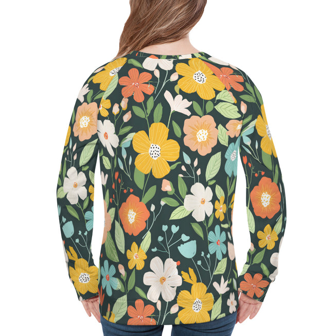 Floral Seamless Pattern Women's Raglan Long Sleeved Sweatshirt