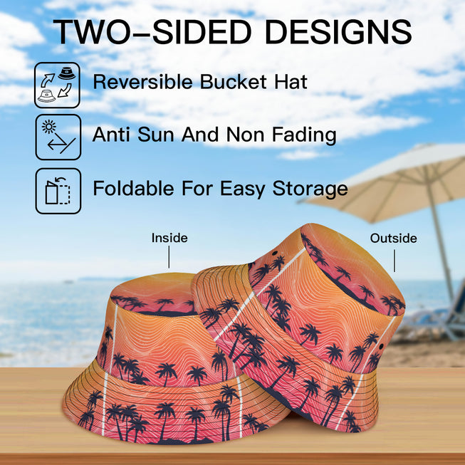 Sunset Pattern Double-Sided Unisex Polyester Bucket Hat