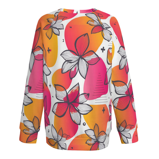 Floral Shapes Women's Raglan Long Sleeved Sweatshirt