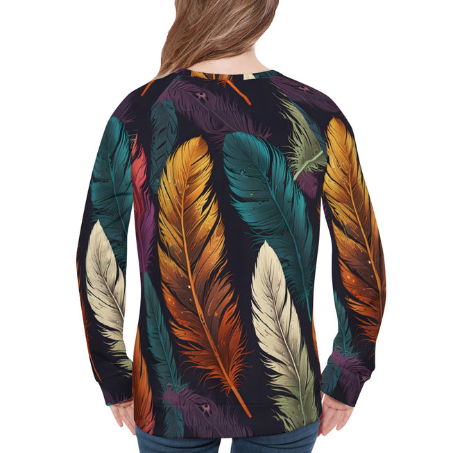 Elegant Feathers Women's Raglan Long Sleeved Sweatshirt