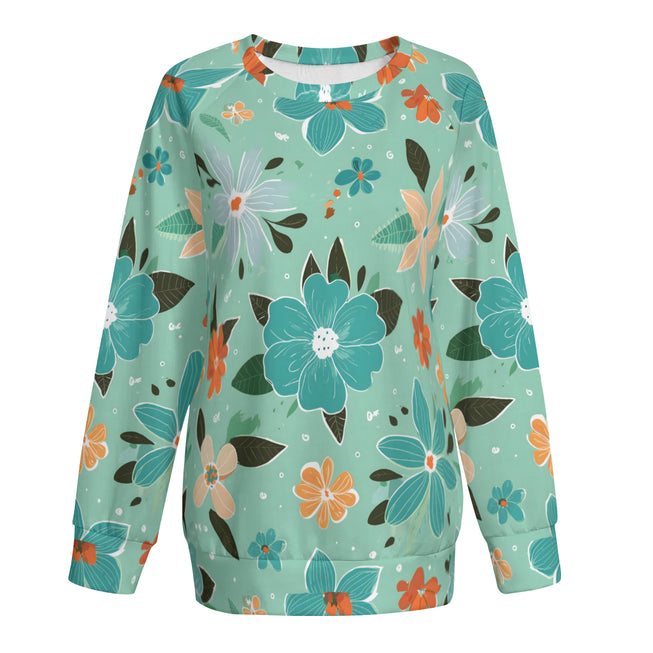 Floral Seamless Pattern Women's Raglan Long Sleeved Sweatshirt