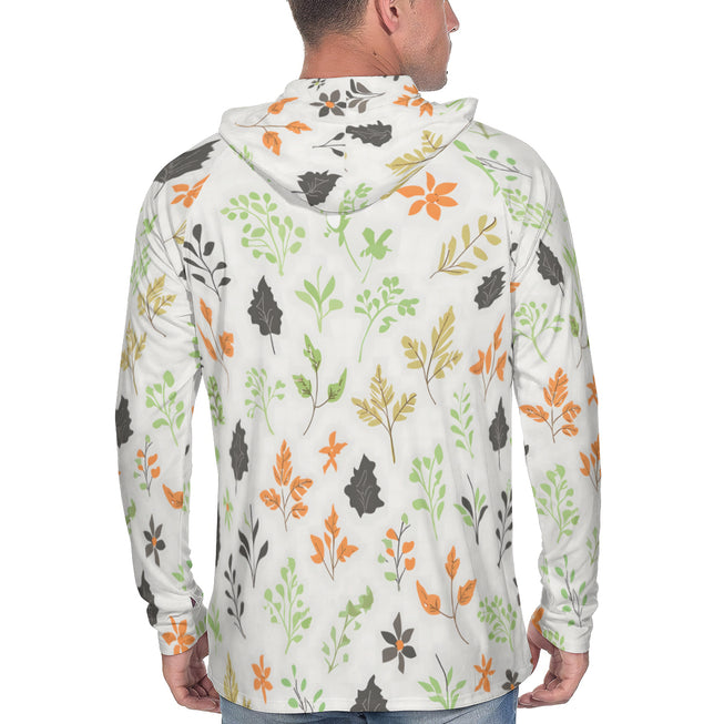 Green and Black Floral Men's Sun Protection Long Sleeve Hoodie