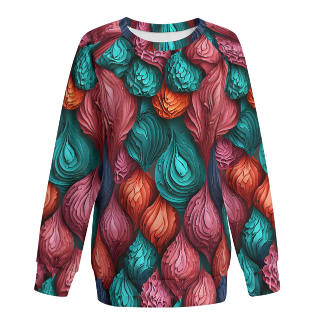 Abstract Seamless Pattern Women's Raglan Long Sleeved Sweatshirt