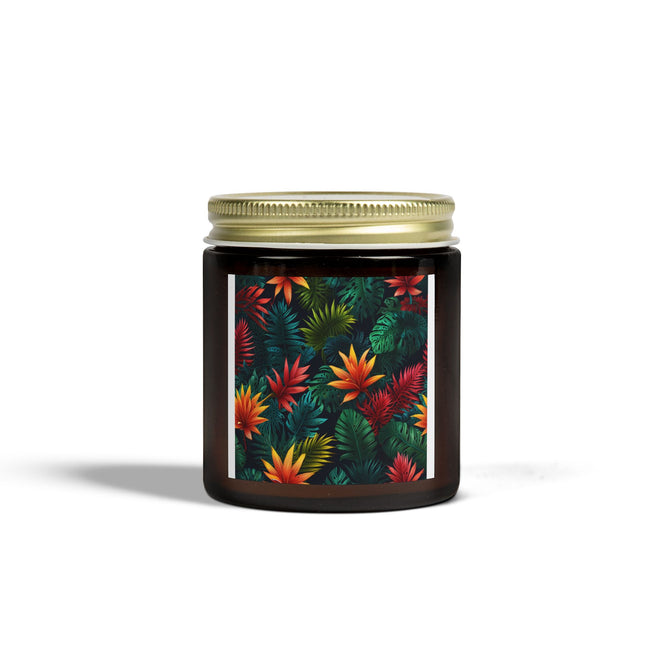 Tropical Flowers Pattern Scented Coconut Apricot Candles (4oz, 9oz)