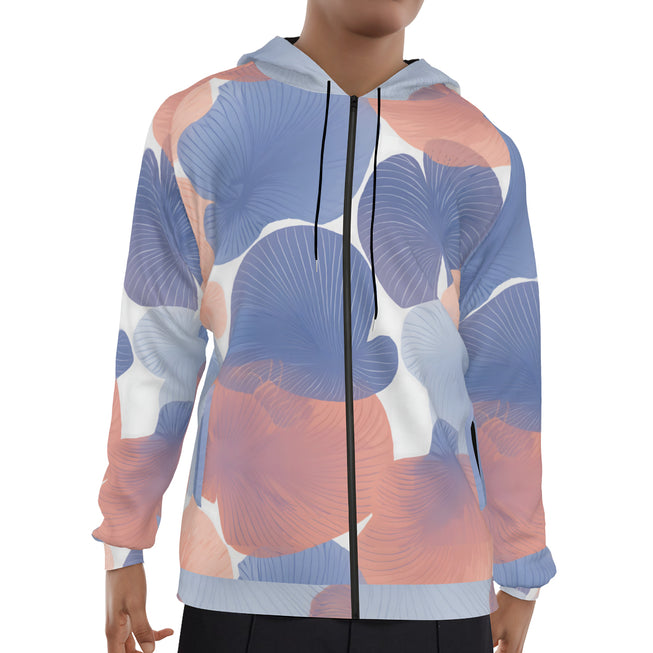 Floral Shapes Pattern Men's Zip Up Hoodie