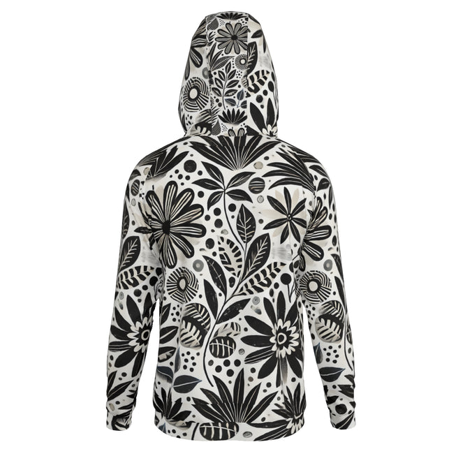 Black Floral Shapes Men's Zip Up Hoodie