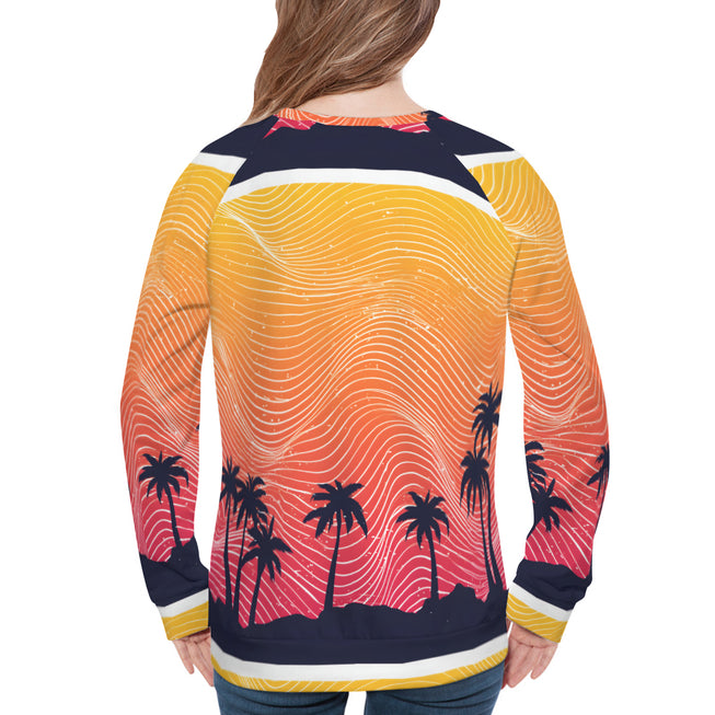 Sunset Pattern Women's Raglan Long Sleeved Sweatshirt