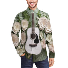 Floral Guitar Men's Classic Long-Sleeved Shirt