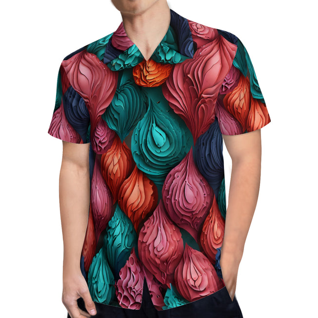 Abstract Seamless Pattern Men's Casual Short-Sleeved Shirt.