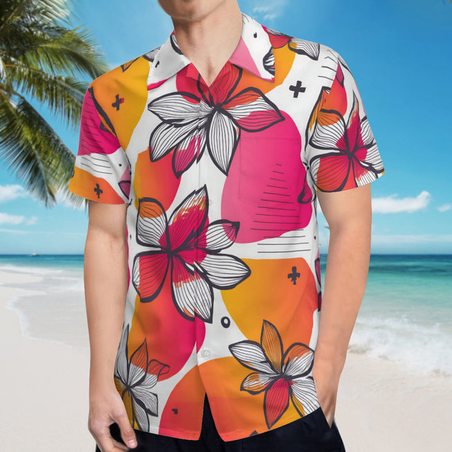 Floral Shapes Men's Casual Short-Sleeved Shirt