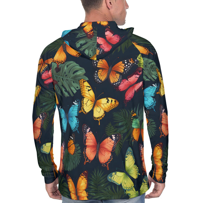 Tropical Butterfly Men's Sun Protection Long Sleeve Hoodie