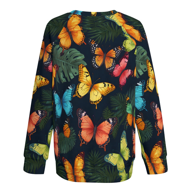 Tropical Butterfly Women's Raglan Long Sleeved Sweatshirt