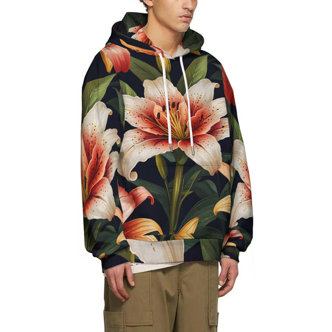 Lily Flower Pattern Adult Hoodie