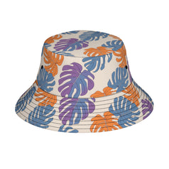 Bold Tropical Leaf Pattern Double Sided Unisex Polyester Bucket Hat