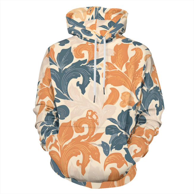 Orange Floral Adult Hoodie