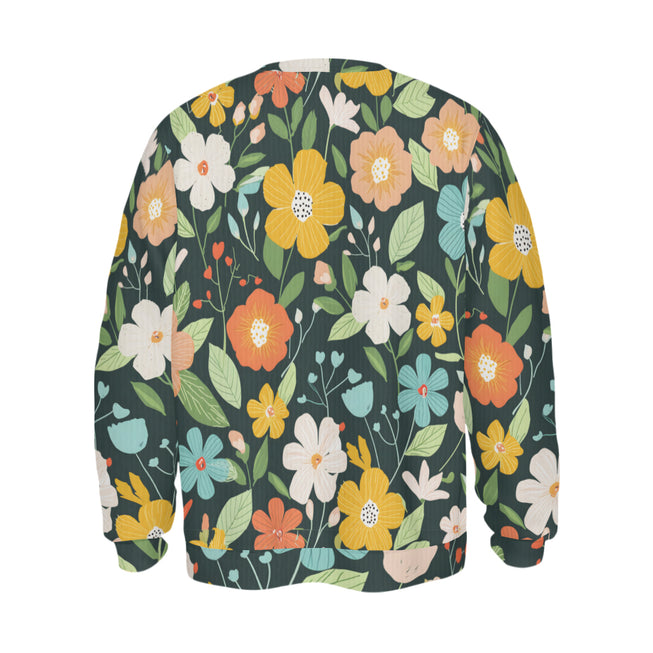 Floral Seamless Pattern Crew Neck Sweater