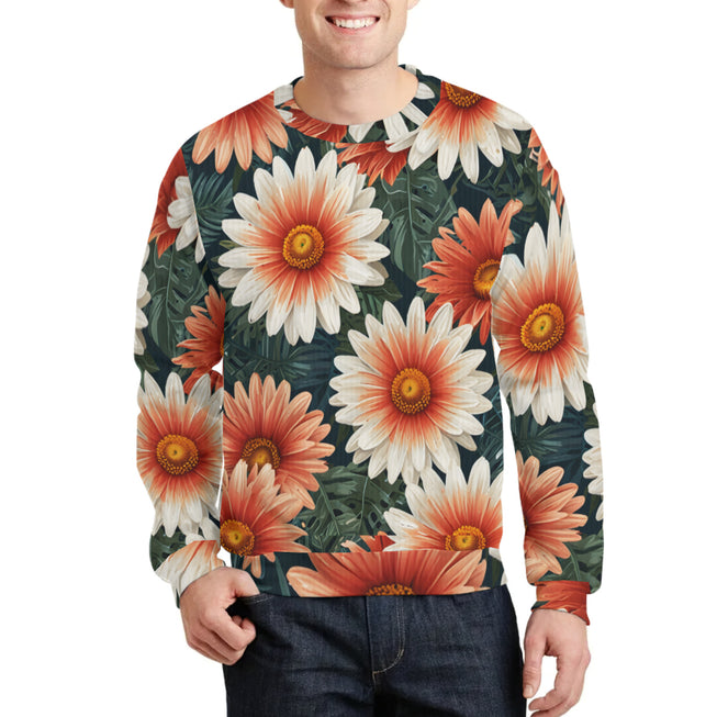 Daisy Pattern Crew Neck Sweater