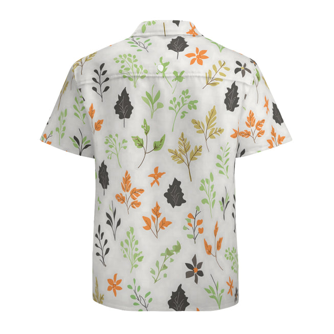 Green and Black Floral Men's Casual Short-Sleeved Shirt