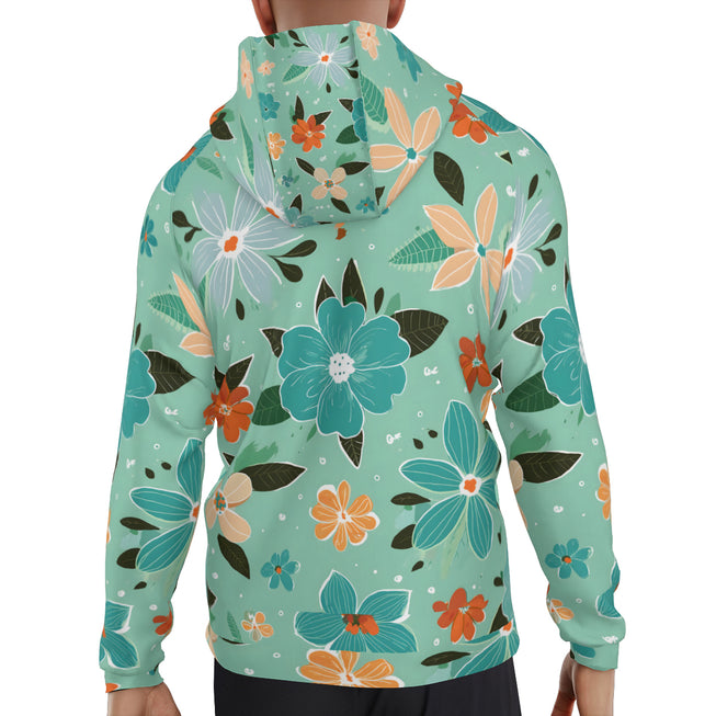 Floral Seamless Pattern Men's Zip Up Hoodie