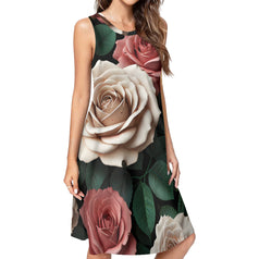 Rose Pattern Women's Casual Dress