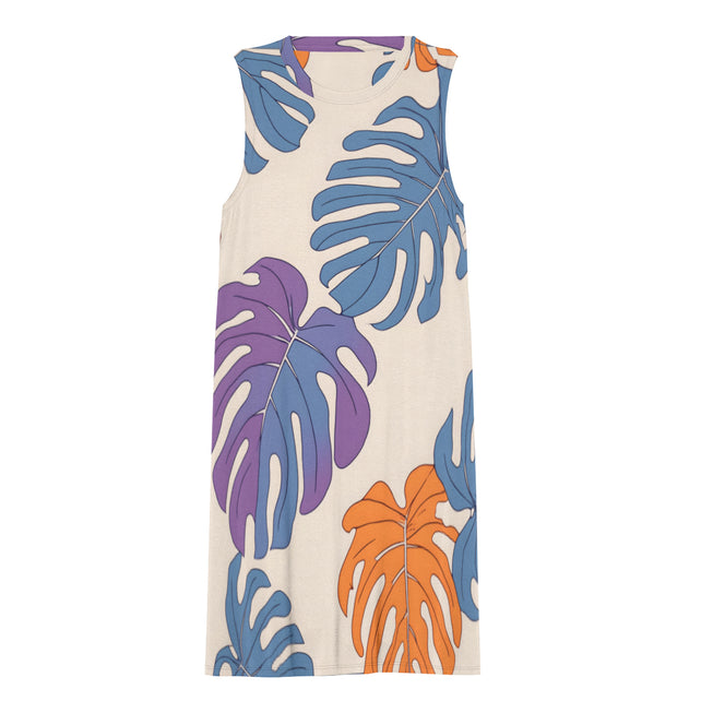 Bold Tropical Leaf Pattern Women's Casual Dress