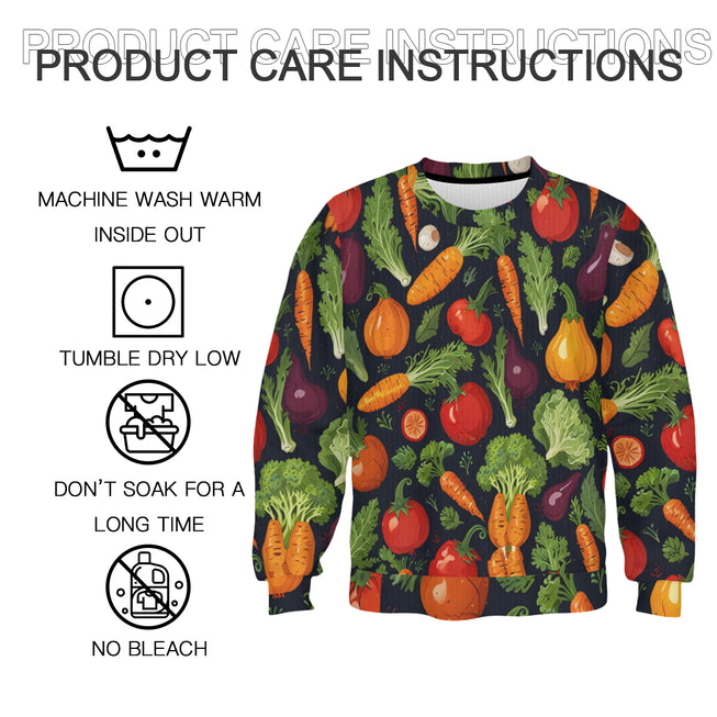 Veggies Pattern Crew Neck Sweater