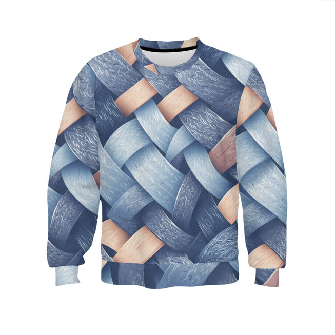 Denim Design Crew Neck Sweater