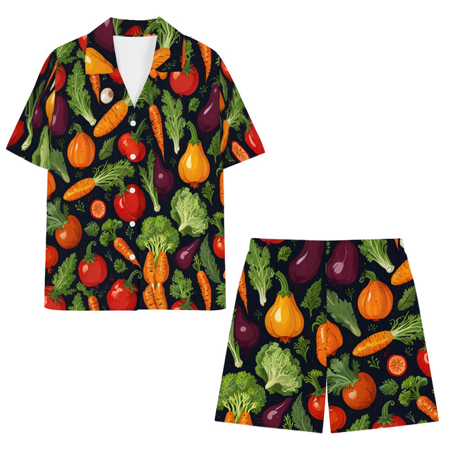 Veggies Pattern Men's Shirt And Short Set