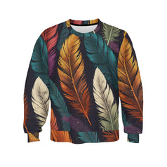 Elegant Feathers Crew Neck Sweater