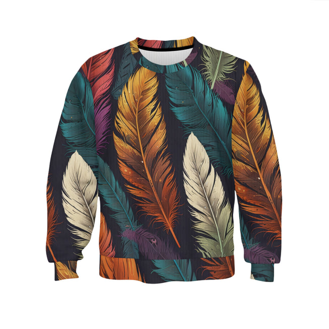 Elegant Feathers Crew Neck Sweater