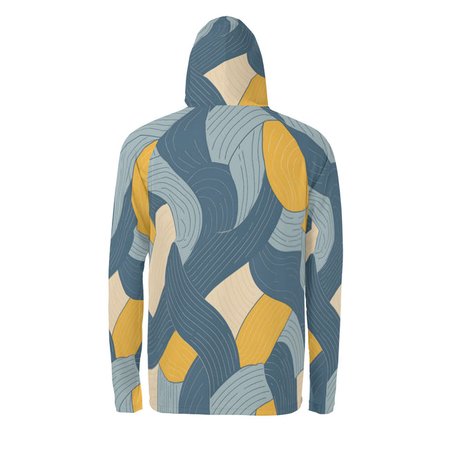 Abstract Orange and Blue Men's Sun Protection Long Sleeve Hoodie