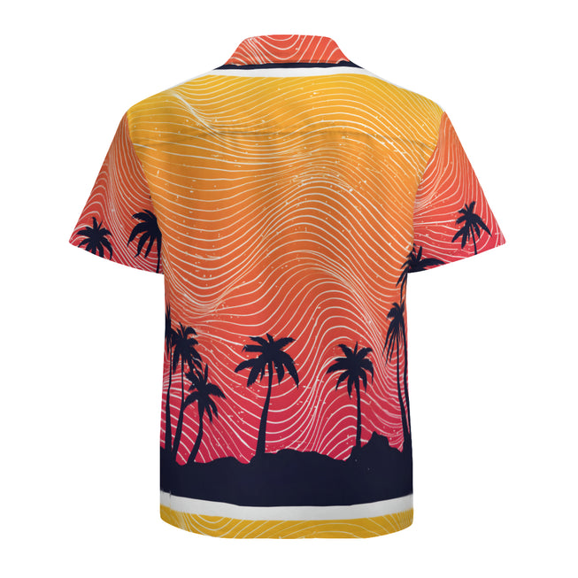 Sunset Pattern Men's Casual Short-Sleeved Shirt