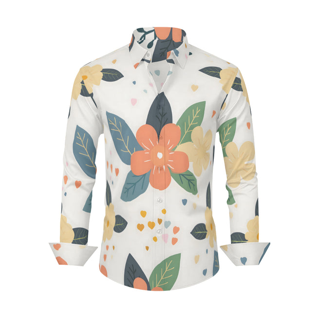 Firefly Floral Seamless Pattern Men's Classic Long-Sleeved Shirt