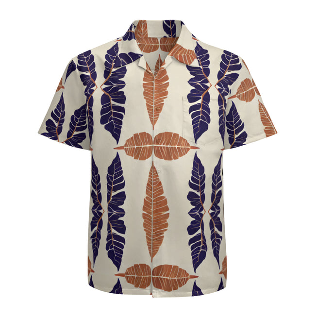 Tropical Leaf Men's Casual Short-Sleeved Shirt