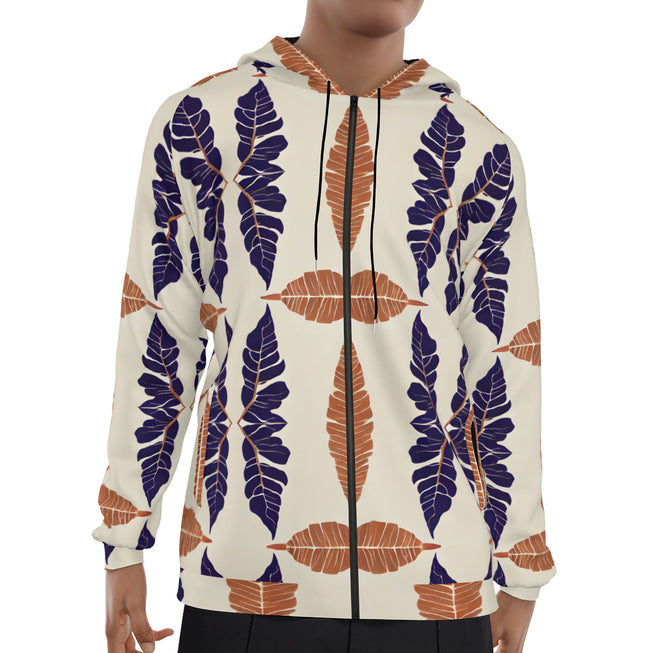 Tropical Leaf Zip Up Hoodie