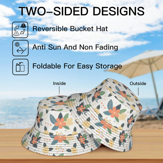 Firefly Floral Seamless Pattern Double-Sided Unisex Polyester Bucket Hat