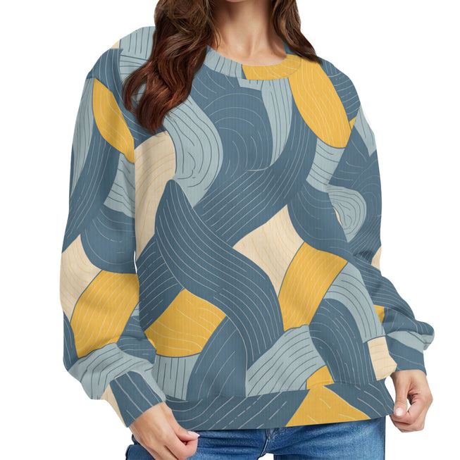 Abstract Orange and Blue Crew Neck Sweater