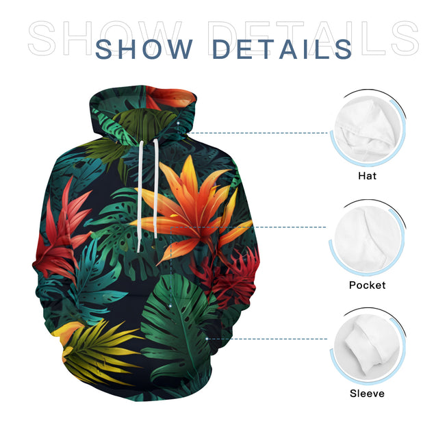 Tropical Pattern Men's Adult Hoodie Set