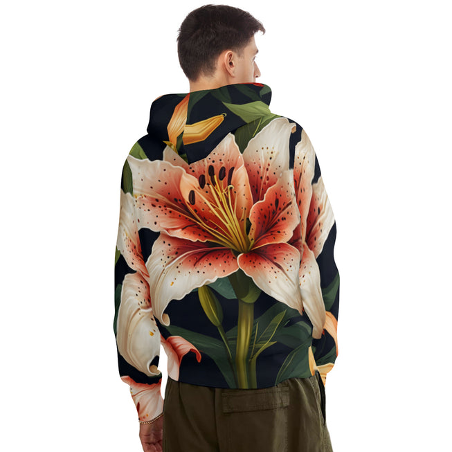 Lily Flower Pattern Men's Adult Hoodie Set