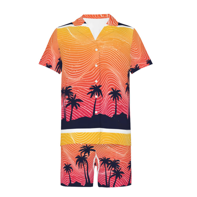 Sunset Pattern Men's Shirt And Short Set