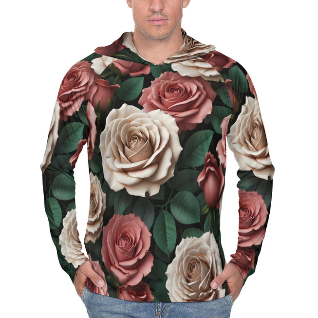 Rose Pattern Sun Protection Long Sleeve Hoodie