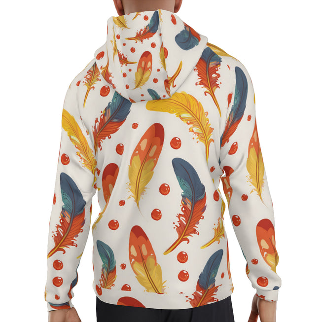 Vibrant Feathers Men's Zip Up Hoodie