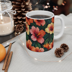 Hibiscus Flower Pattern Mug 11oz