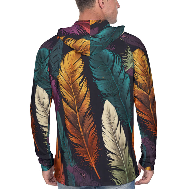 Elegant Feathers Men's Sun Protection Long Sleeve Hoodie