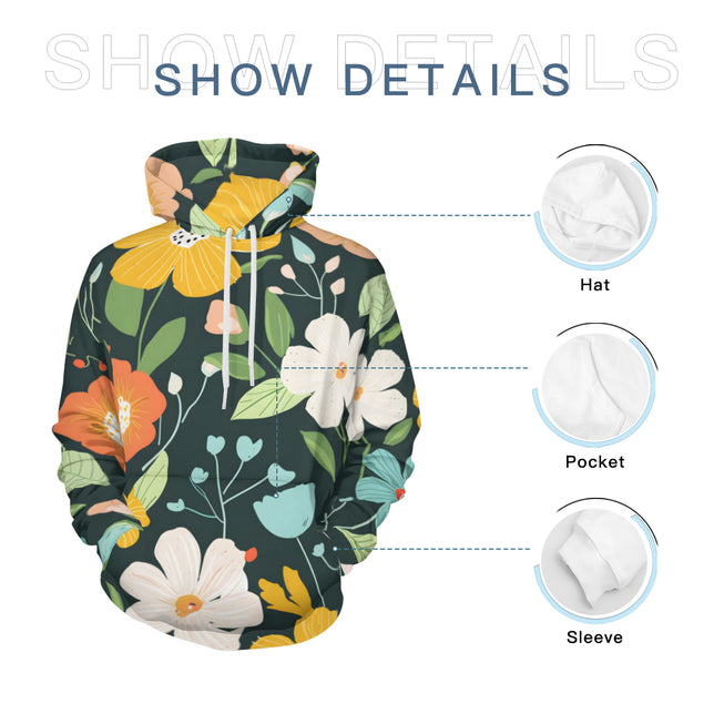 Floral Seamless Pattern Men's Adult Hoodie Set