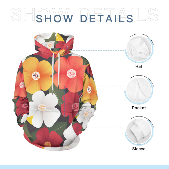 Floral Pattern Adult Hoodie