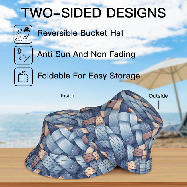 Denim Design Double-Sided Polyester Unisex Bucket Hat